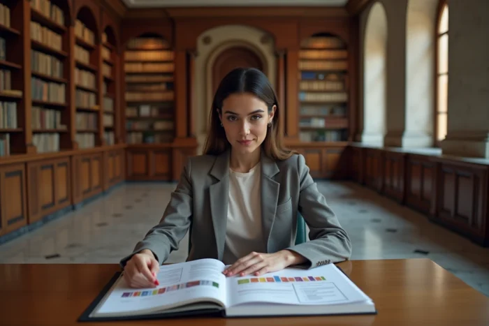 Femme analyste consultant un rapport sur le classement mondial des pays les plus laïques